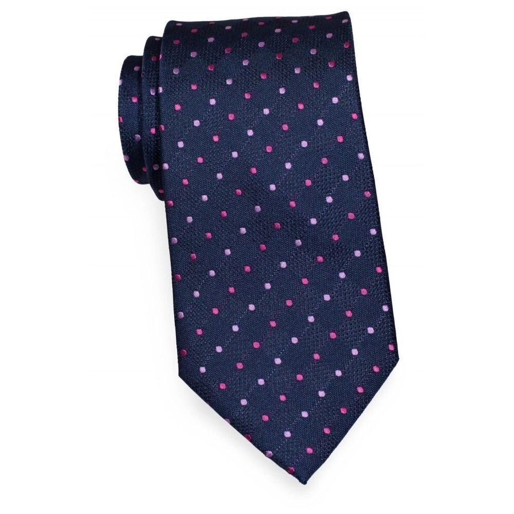 Puccini Polka Dot Tie in Navy & Pink Hand Made Career